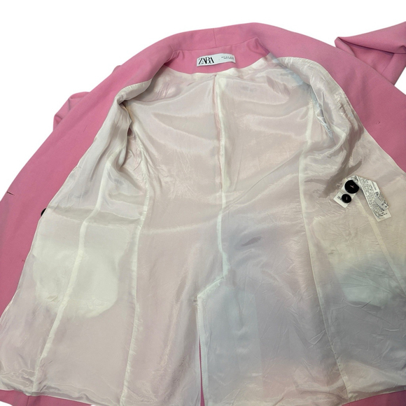 Zara Women Blazer Pink Double Breasted Shawl Collar Blogger Fave Size S Feminine - Picture 9 of 11